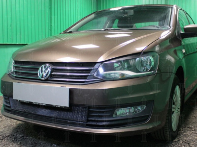 Volkswagen Polo (15–) Защита радиатора, чёрная, низ (2 части)